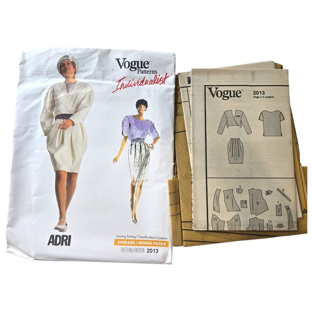 Vogue 2013 ADRI Pattern Jacket Skirt Blouse Size 12 14 16 Individualist UNCUT...